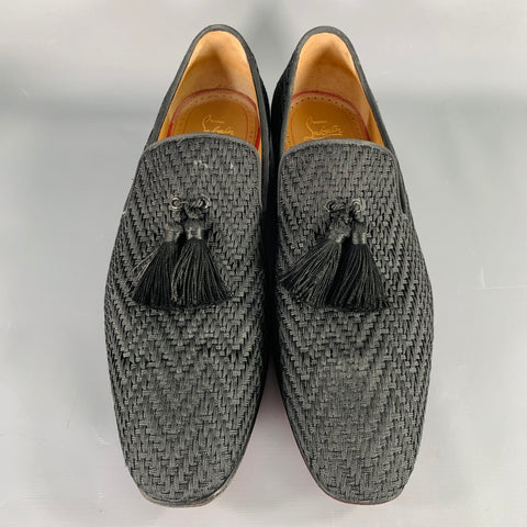 CHRISTIAN LOUBOUTIN Size 13 Black Woven Tassels Loafers