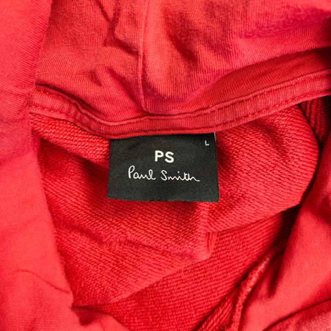 PS by PAUL SMITH Size L Red Blue Mixed Fabrics Cotton Hooded Sweatshirt