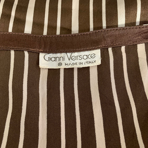 GIANNI VERSACE Size S Brown Tan Stripe Tank Dress Top