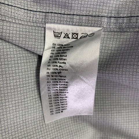 Chemise Eton Taille L Coton Manches Longues Gris Points Blancs