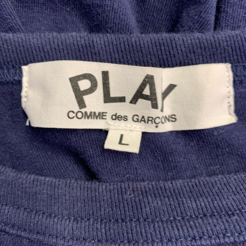 COMME des GARCONS PLAY Size L Navy Red Jersey Applique T-Shirt