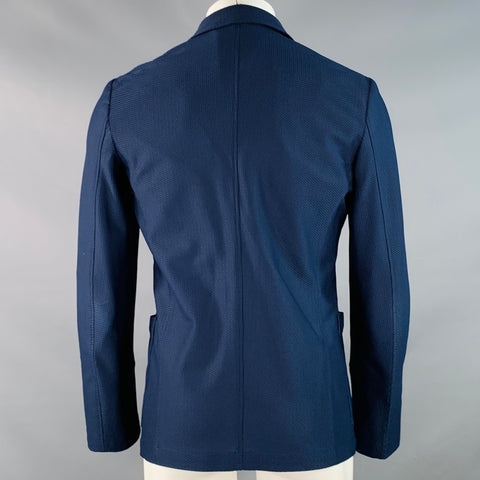 ARMANI COLLEZIONI Chest Size 40 Navy Textured Polyester Blend Sport Coat