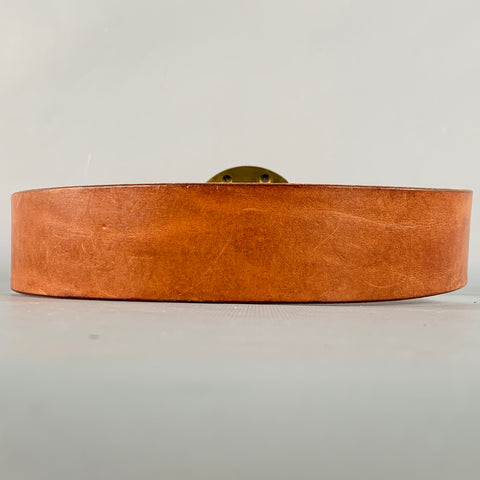 RALPH LAUREN Size 28 Brown Brass Leather Wide Belt