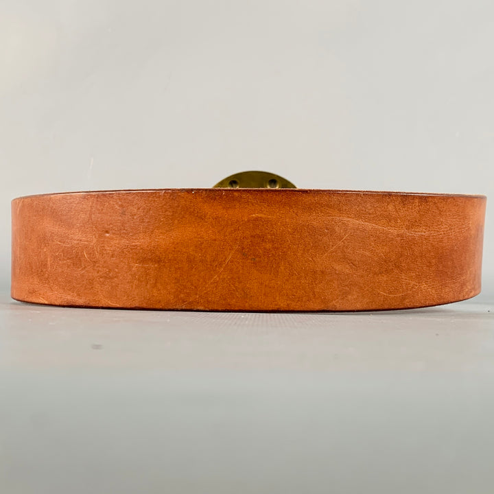 RALPH LAUREN Size 28 Brown Brass Leather Wide Belt