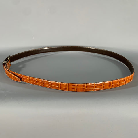 NO BRAND Brown Cognac Alligator Leather Belt