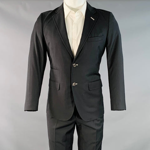 BAND OF OUTSIDERS Size 38 Regular Black Wool Mohair Contrast Stitch Notch Lapel Suit