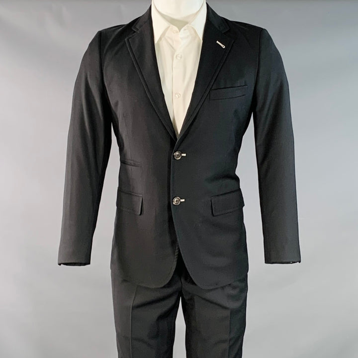 BAND OF OUTSIDERS Size 38 Regular Black Wool Mohair Contrast Stitch Notch Lapel Suit