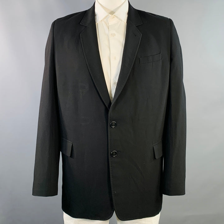 ANN DEMEULEMEESTER Size 44 Black Twill Viscose Virgin Wool Sport Coat