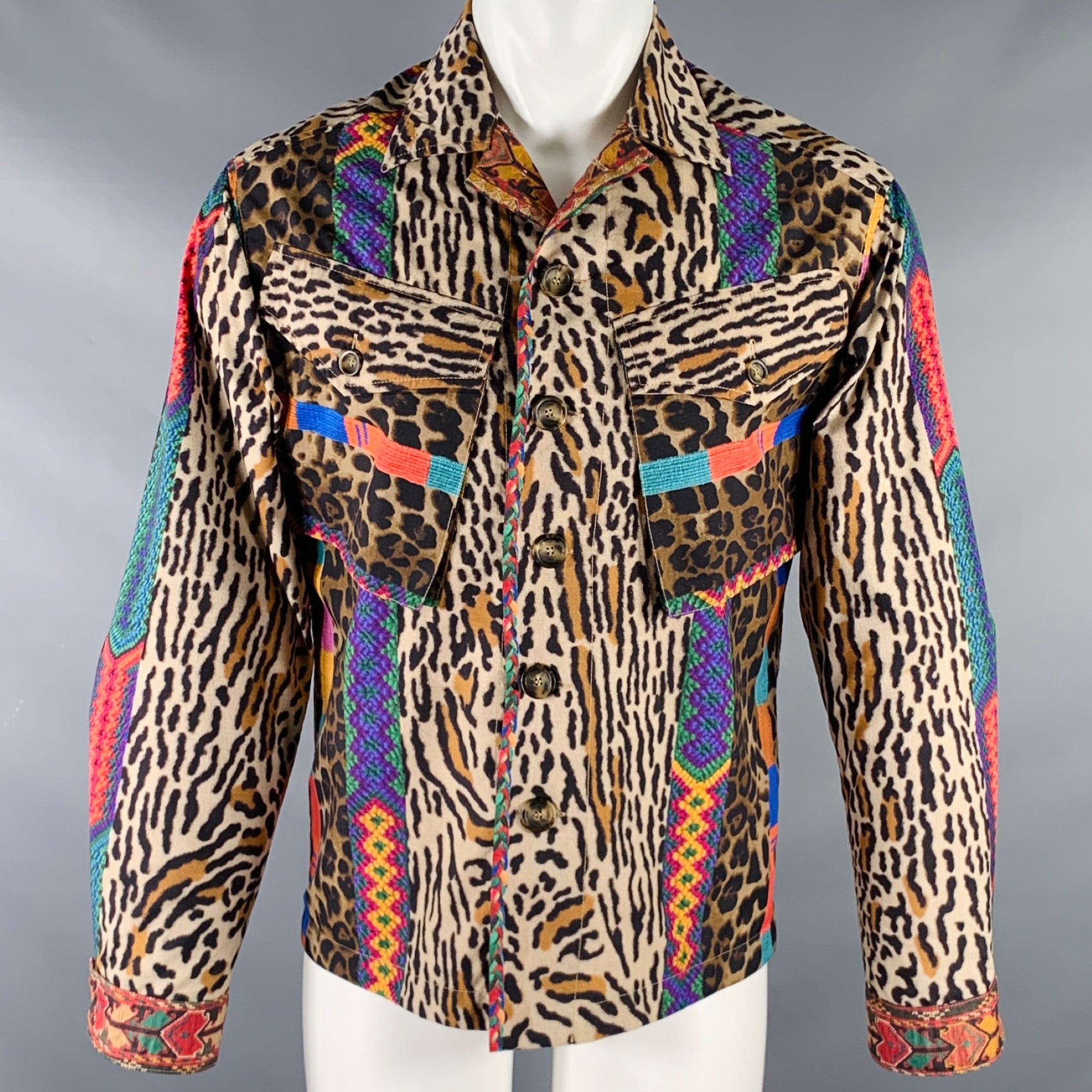 PIERRE-LOUIS MASCIA Size XS Brown Multi Color Animal Print Jacket 