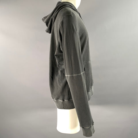 ACRONYM Size XL Grey Wash Cotton Hooded Sweatshirt