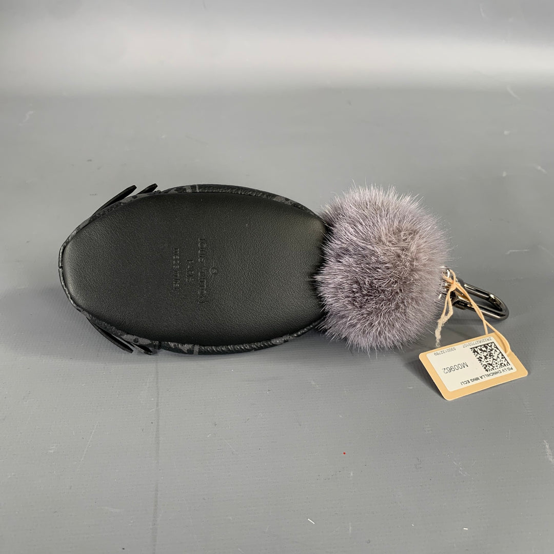 LOUIS VUITTON Black Grey M00962 Logo Lambskin Canvas Bag