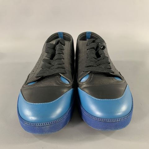 LOEWE Size 9 Blue Black Color Block Leather Athletic Sneakers