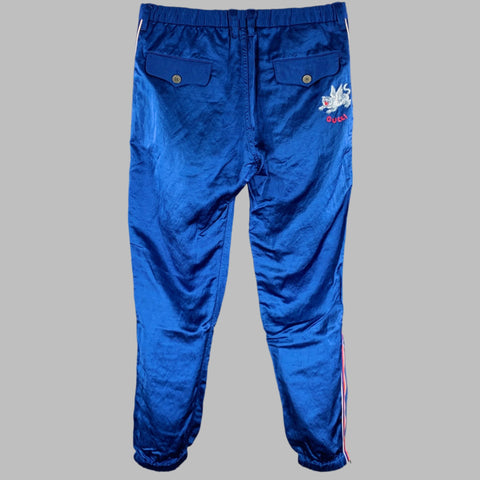 GUCCI 2019 Size 32 Blue Red Stripe Viscose Linen Joggers Casual Pants