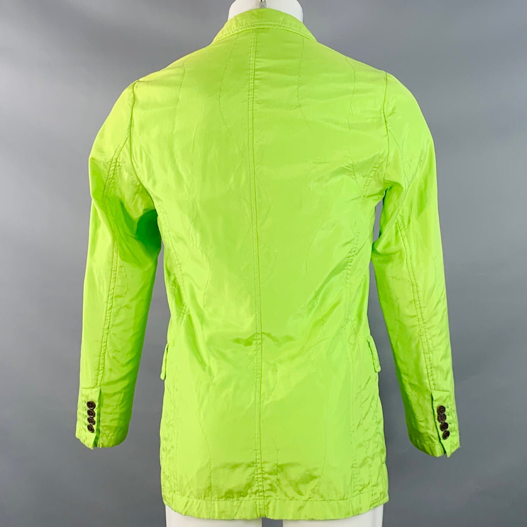 DRIES VAN NOTEN Size 36 Green Lime Silk Cotton Quilted Notch Lapel Jacket