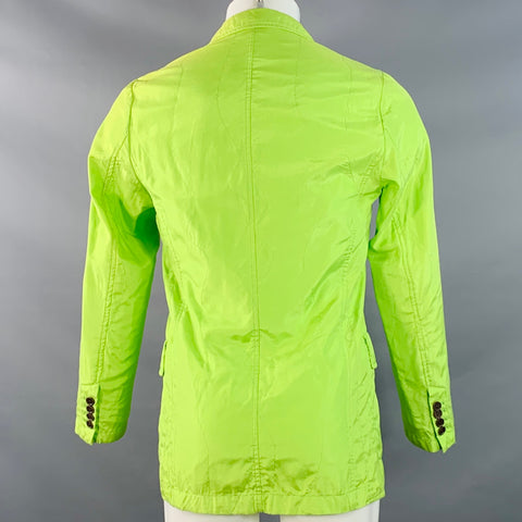 DRIES VAN NOTEN Size 36 Green Lime Silk Cotton Quilted Notch Lapel Jacket