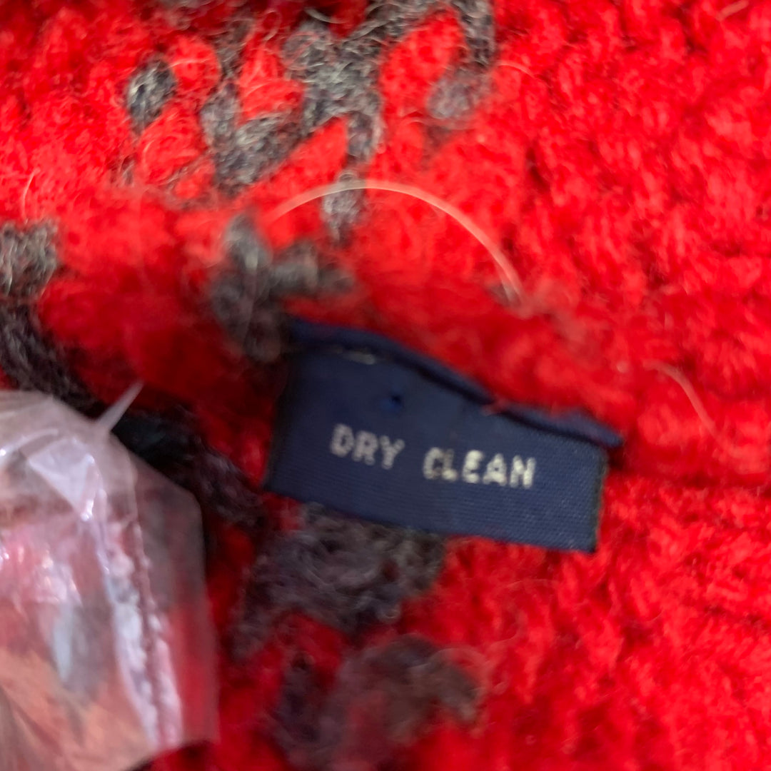 POLO by RALPH LAUREN Size XL Red Black Blue Knit Wool Shawl Sweater