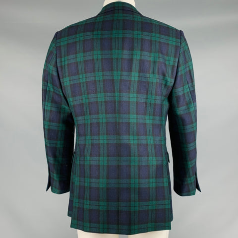 PHINEAS COLE Size 40 Green Navy Black Blackwatch Plaid Wool Sport Coat