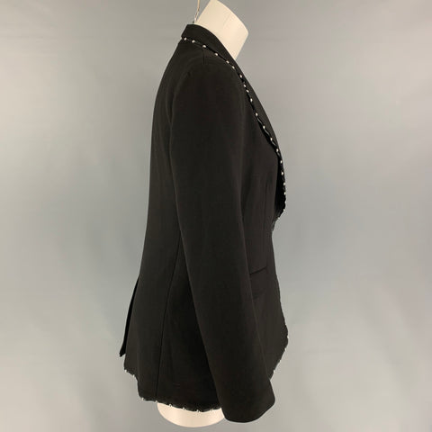 EMPORIO ARMANI Size M Black Wool Blend Studded Jacket Blazer