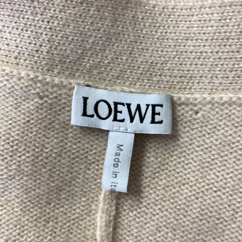LOEWE Size M Cream Cashmere Blend Asymmetric Cardigan
