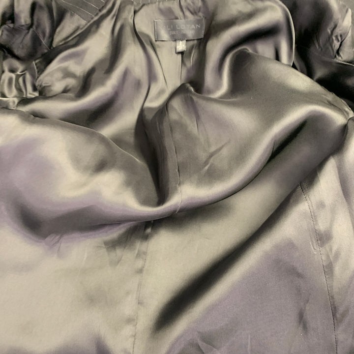 NILI LOTAN Size 2 Black Grey Polyester Blend Pinstripe Peak Lapel Pantsuit