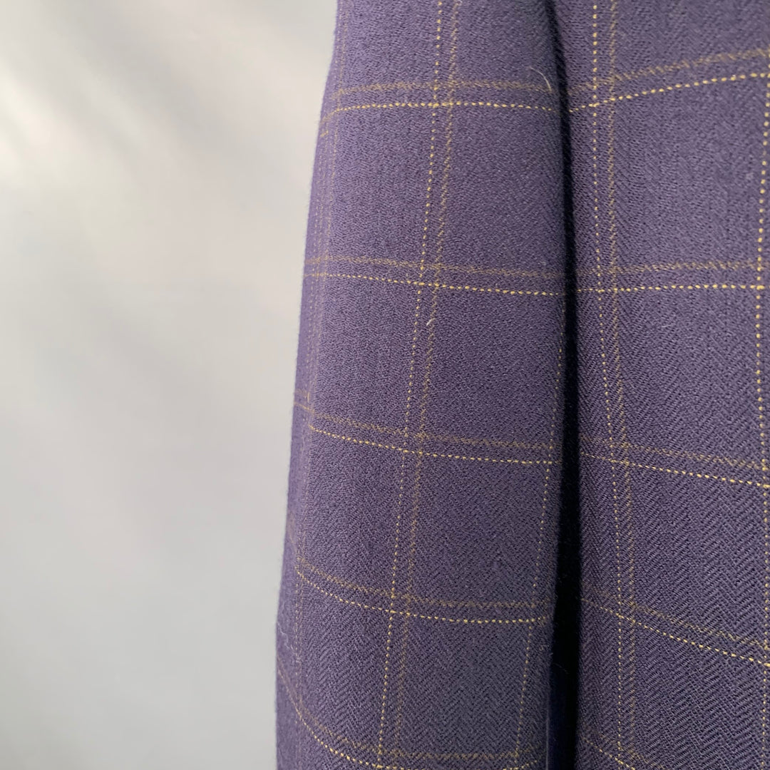 GIANLUCA ISAIA Chest Size 42 Long Navy Beige Window Pane Wool Sport Coat