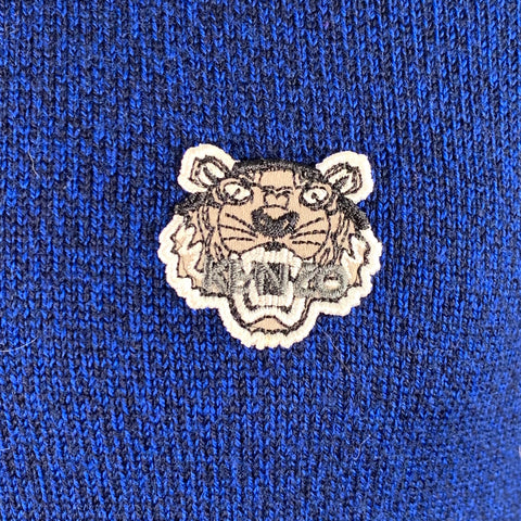 KENZO Size XS Blue Black Knit Cotton Crew Neck Pullover