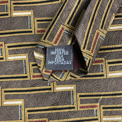 RUFFINI Brown Print Silk Tie