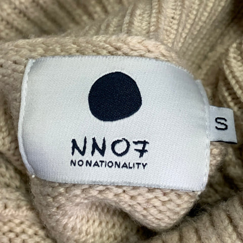 NN07 Size S Beige Knit Wool Turtleneck Sweater