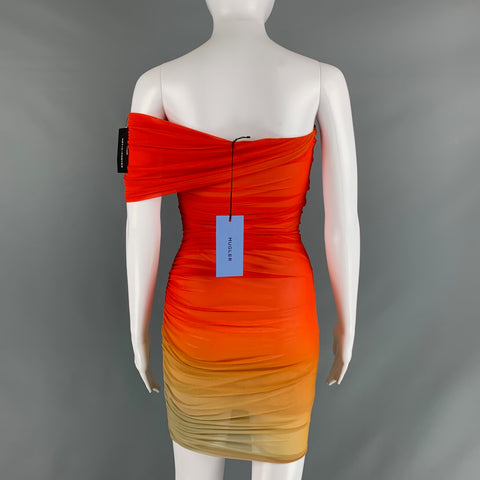 MUGLER Size 2 Orange Yellow Polyamide Blend Ombre Body-Con Mini Cocktail Dress
