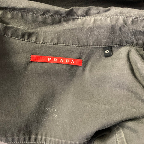PRADA Size M Black Dark Grey Cotton Blend Long Sleeve Shirt