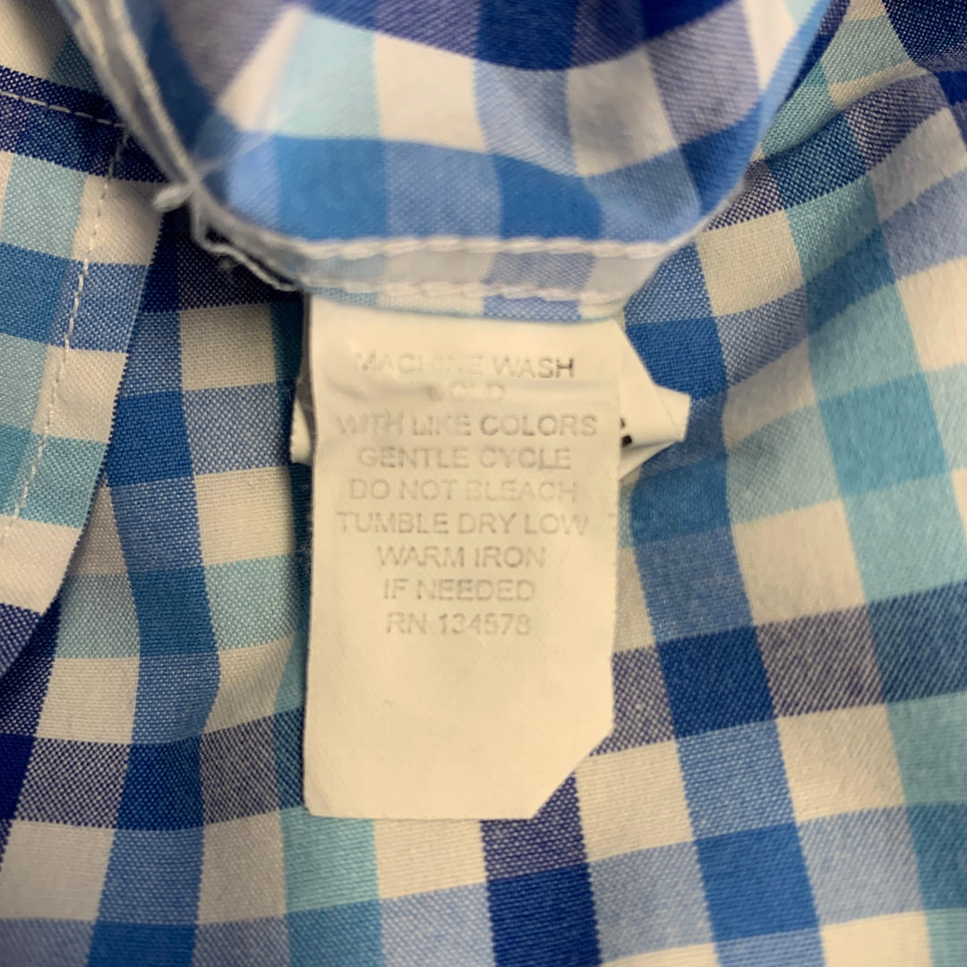 VINEYARD VINES Size M Blue White Checkered Cotton One pocket Long Sleeve Shirt
