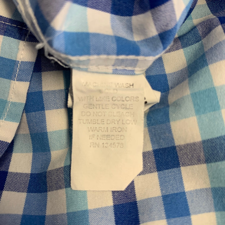 VINEYARD VINES Size M Blue White Checkered Cotton One pocket Long Sleeve Shirt
