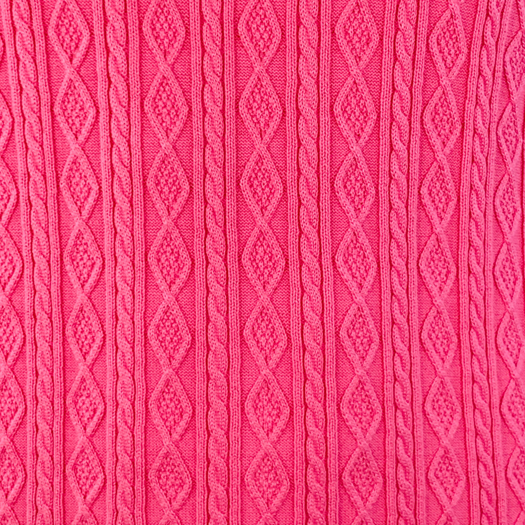 MR TURK Size XL Pink Cable Knit Cotton Half Placket Polo