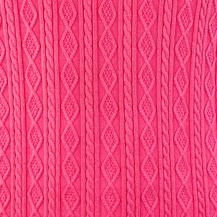 MR TURK Size XL Pink Cable Knit Cotton Half Placket Polo