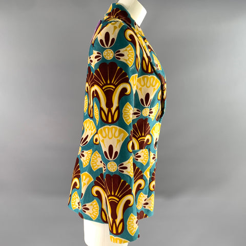LA DOUBLEJ Size S Teal Mustard Cotton Geometric Jacket