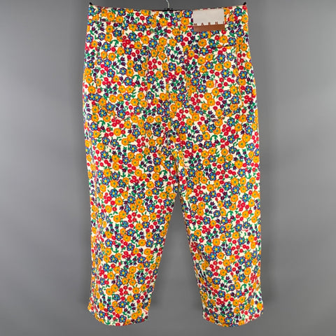 MARNI Size 34 Multi Color Floral Cotton Elastane Zip Fly Casual Pants
