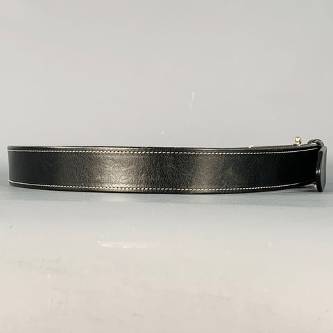 COACH Size 34 Black Silver Leather Brass Belt