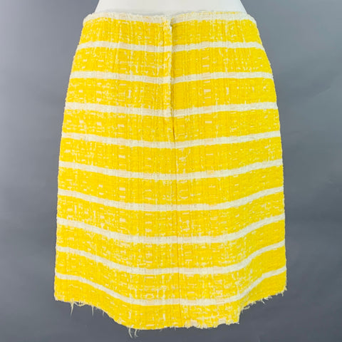 MARC JACOBS Size 2 Yellow White Boucle Stripe Two Pockets Mini Skirt
