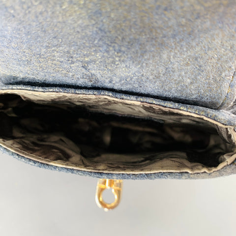 JAMES DRAKE Grey Gold Metallic Leather Micro Belt Bag