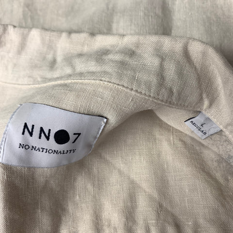NN07 Size L Tan Linen Camp Short Sleeve Shirt