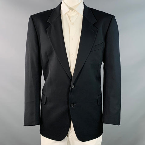 VALENTINO Size 46 Regular Black Twill Virgin Wool Notch Lapel Sport Coat