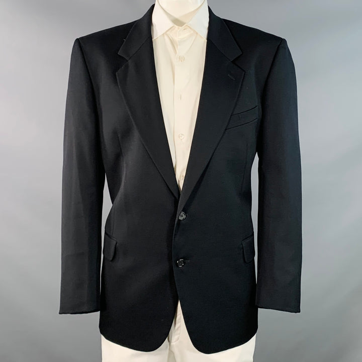 VALENTINO Size 46 Regular Black Twill Virgin Wool Notch Lapel Sport Coat