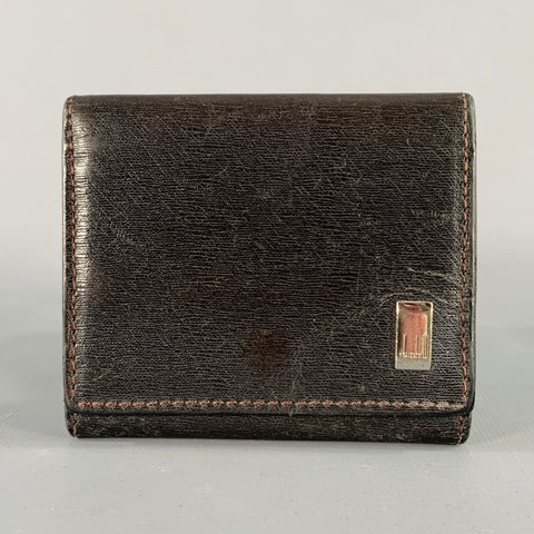 DUNHILL Brown Silver Textured Leather Wallet