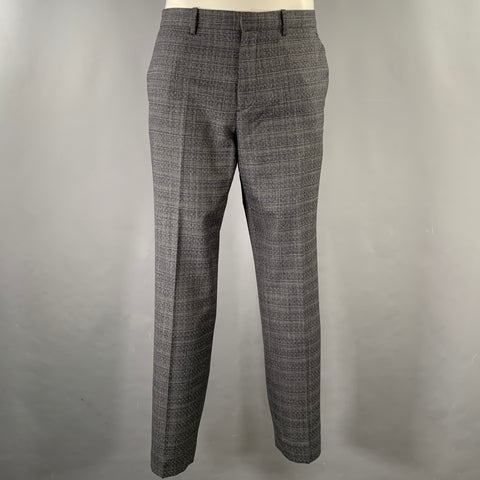 THEORY Size 40 Grey Navy Heather Wool Notch Lapel Suit
