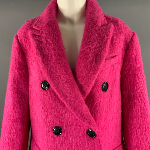 STAND STUDIO Size S Fuchsia Wool Blend Textured Peak Lapel Coat