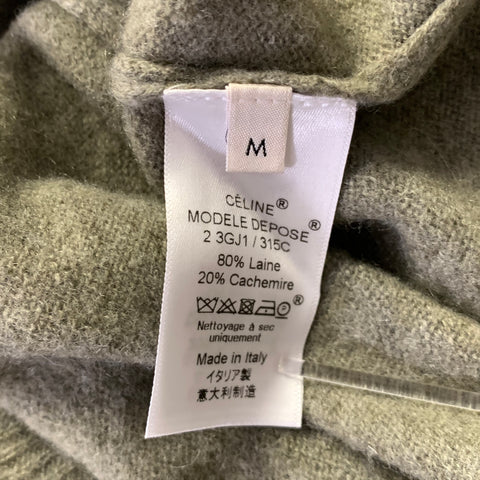 CELINE Size M Khaki Green Wool Cashmere Wrap Pullover