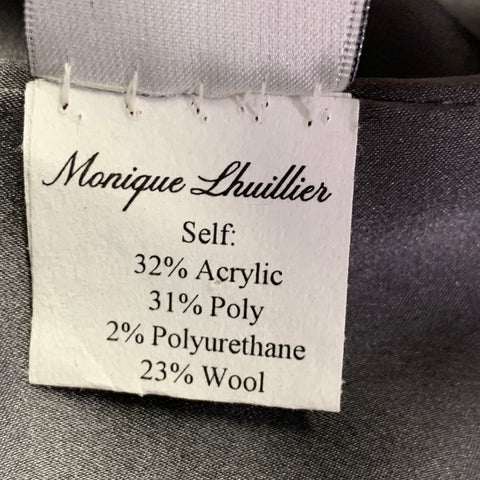 MONIQUE LHUILLIER Size 10 Grey Gold Acrylic Blend Tweed Zip Up Coat