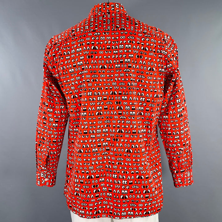 WALTER VAN BEIRENDONCK Size XL Red Black White Cartoon Eyes Long Sleeve Shirt
