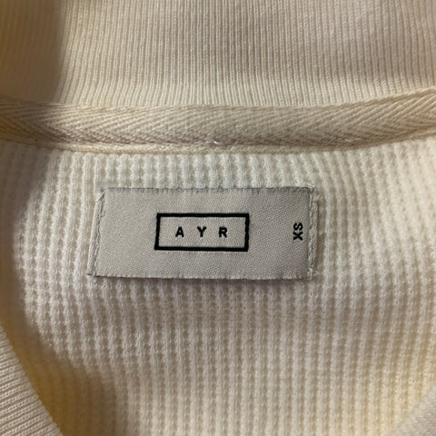 AYR Size XS Cream Solid Cotton Crew-Neck Sweatshirt