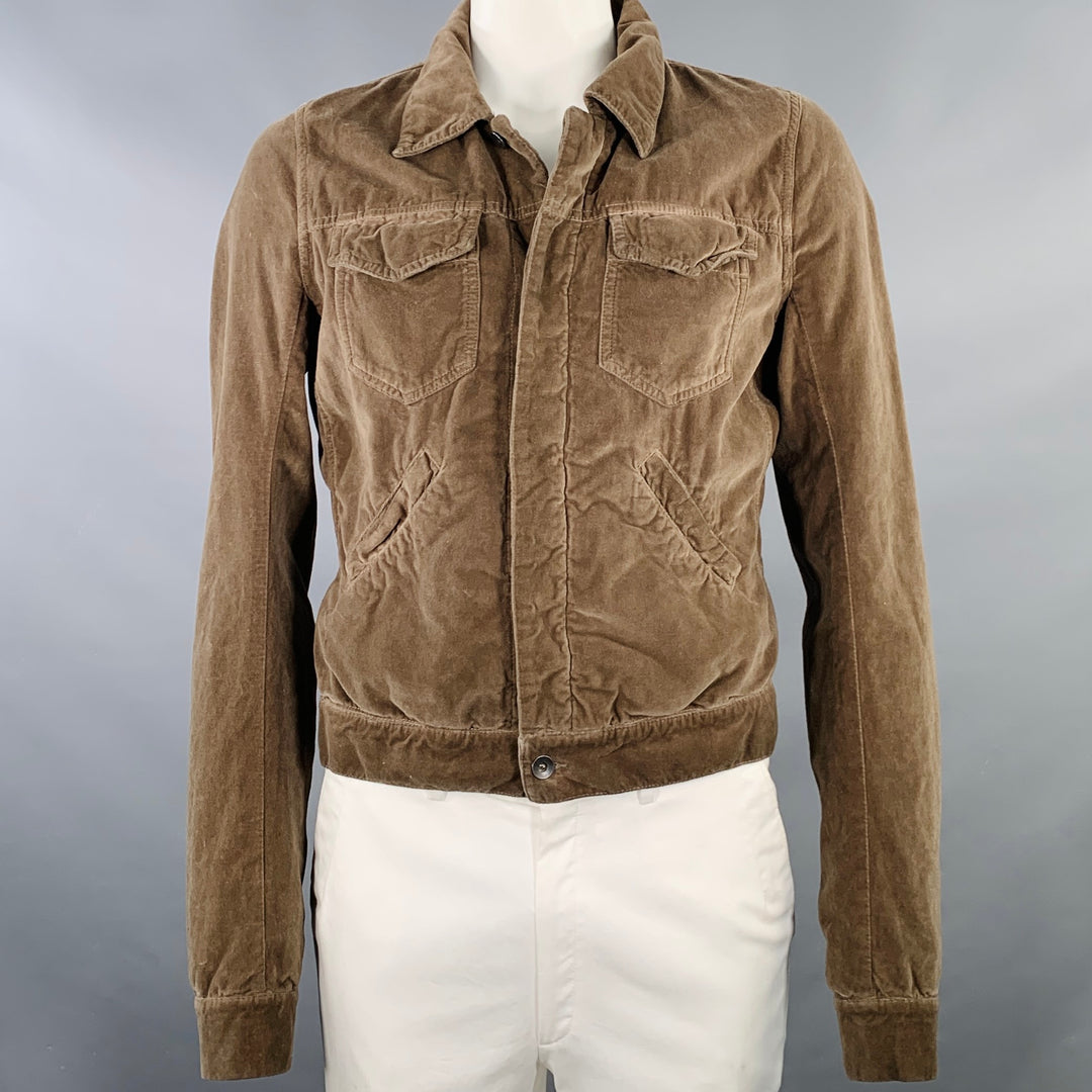 DRKSHDW Size L Brown Taupe Cotton Velvet Trucker Jacket
